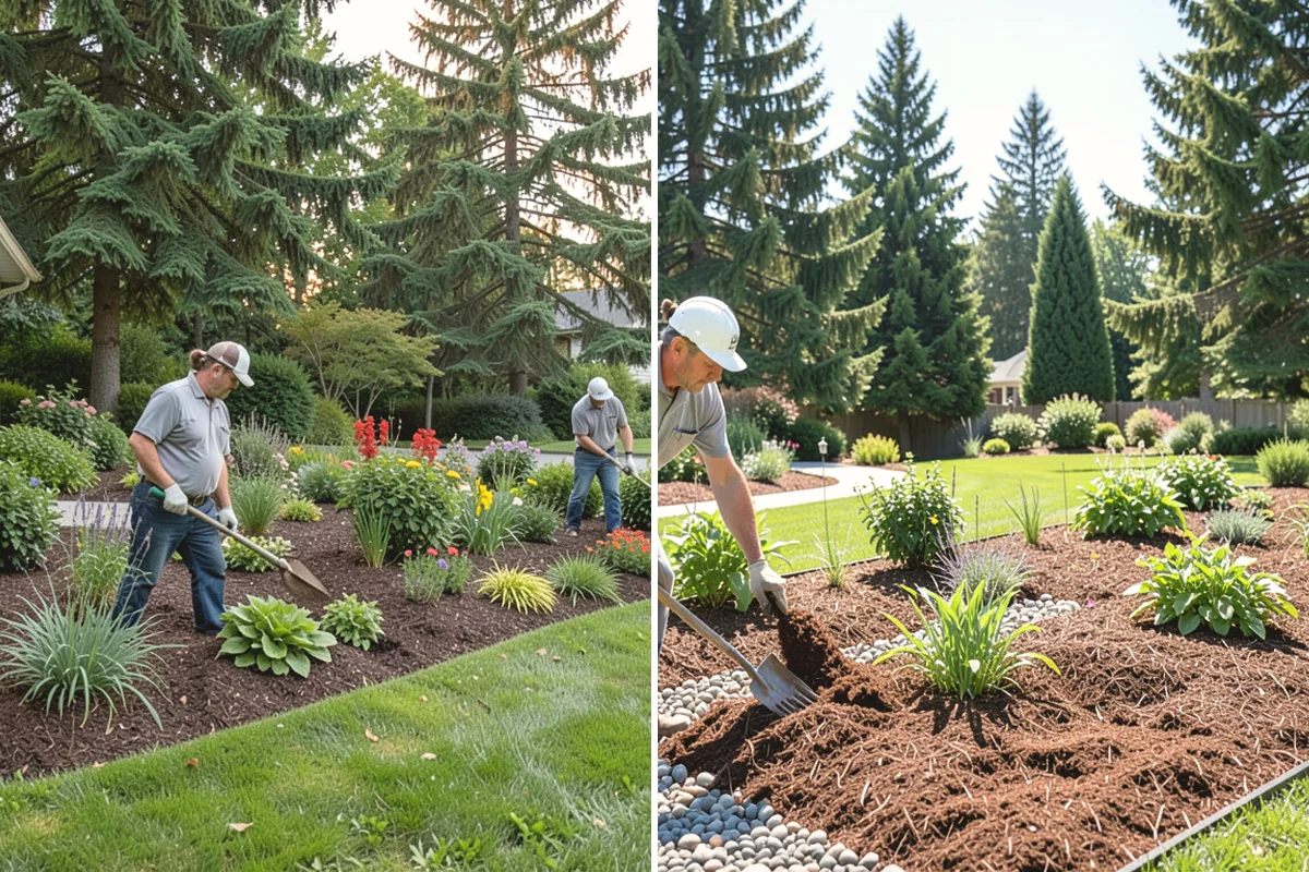 Hemlock Mulch Installation in Steilacoom, Pierce County, WA - Measure beds and confirm the natural hemlock look suits your plantings