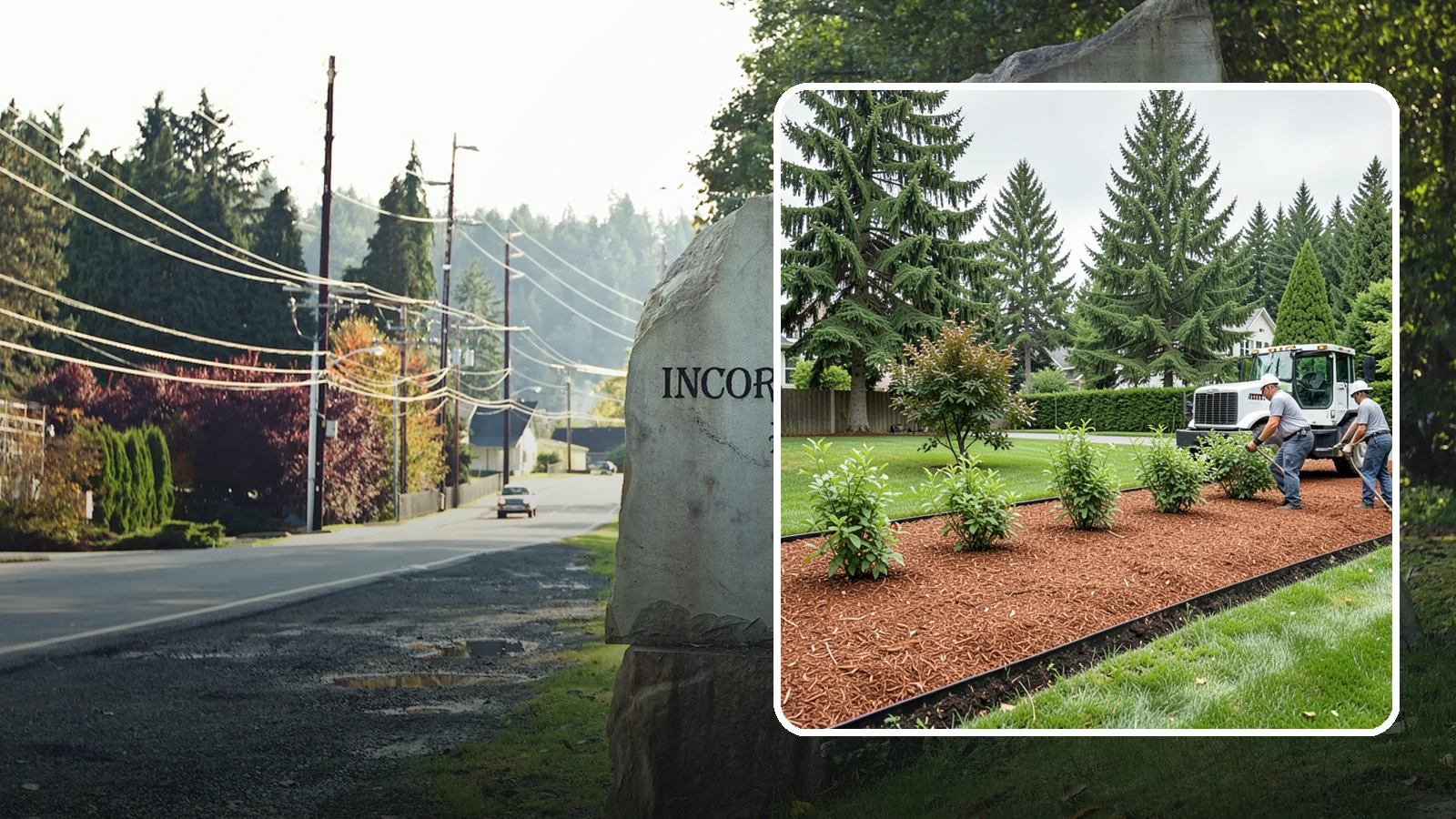 Hemlock Mulch Installation in Wilkeson, Pierce County, WA - We install rich reddish-brown hemlock mulch that resists artificial fading and gives beds a naturally warm finish.