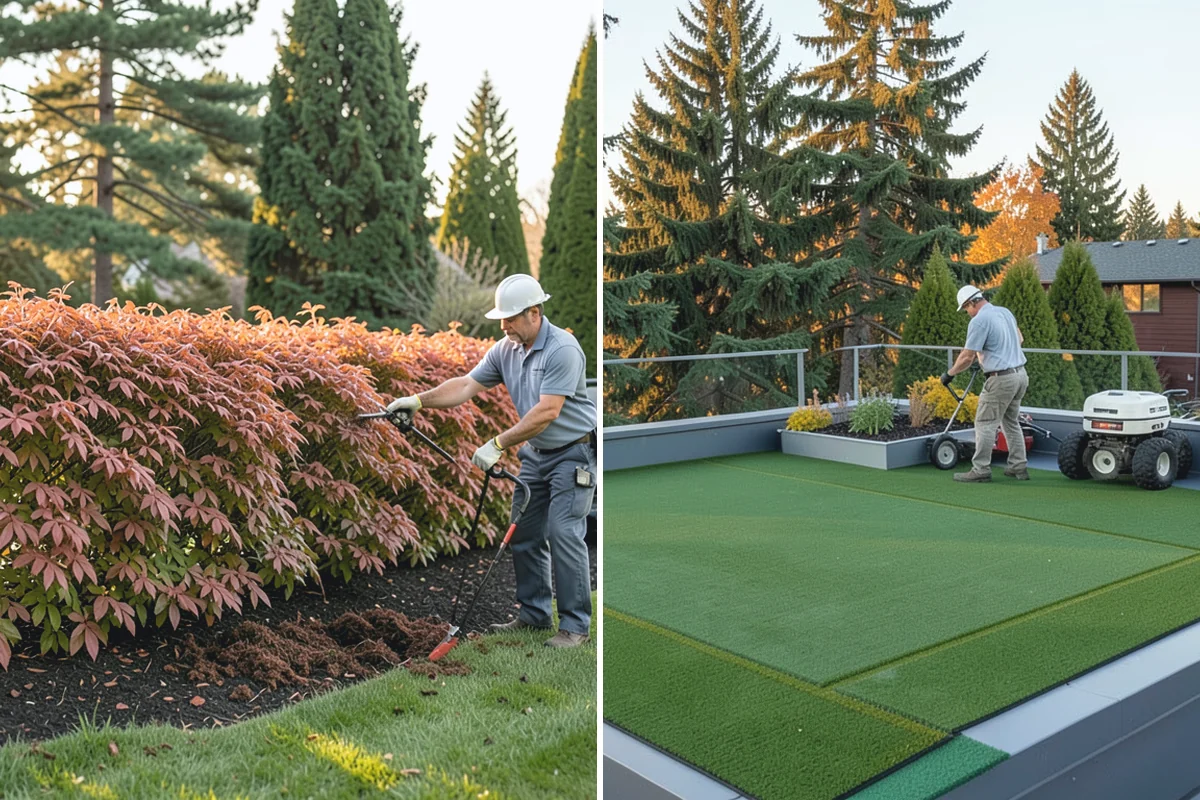 Hemlock Mulch Installation in Woodinville, King County, WA - Measure beds and confirm the natural hemlock look suits your plantings