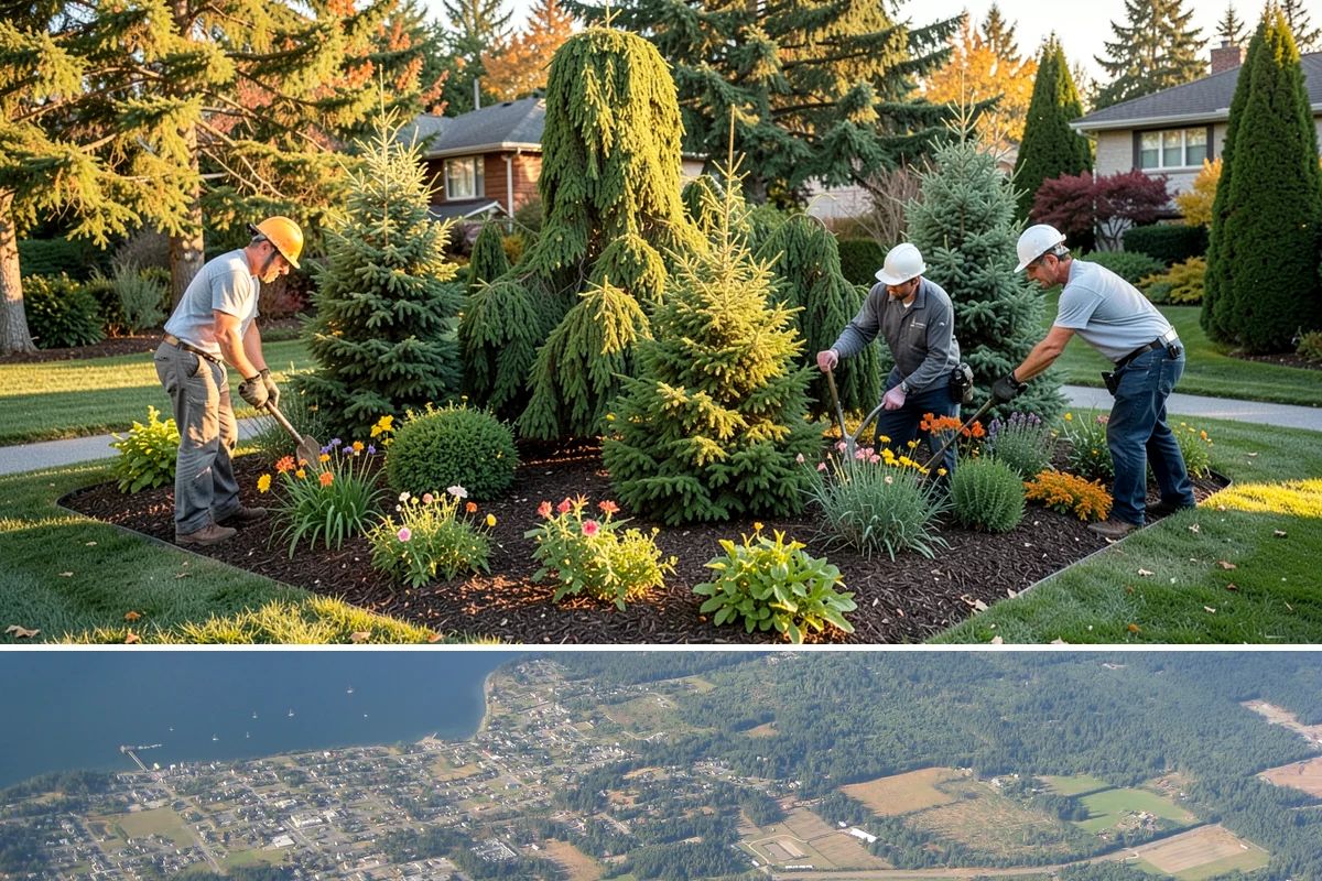 HOA Landscape Maintenance in Coupeville, Island County, WA - Serviced year-round on an annual HOA contract, with intensive growing-season maintenance and winter attention to moss, drainage...