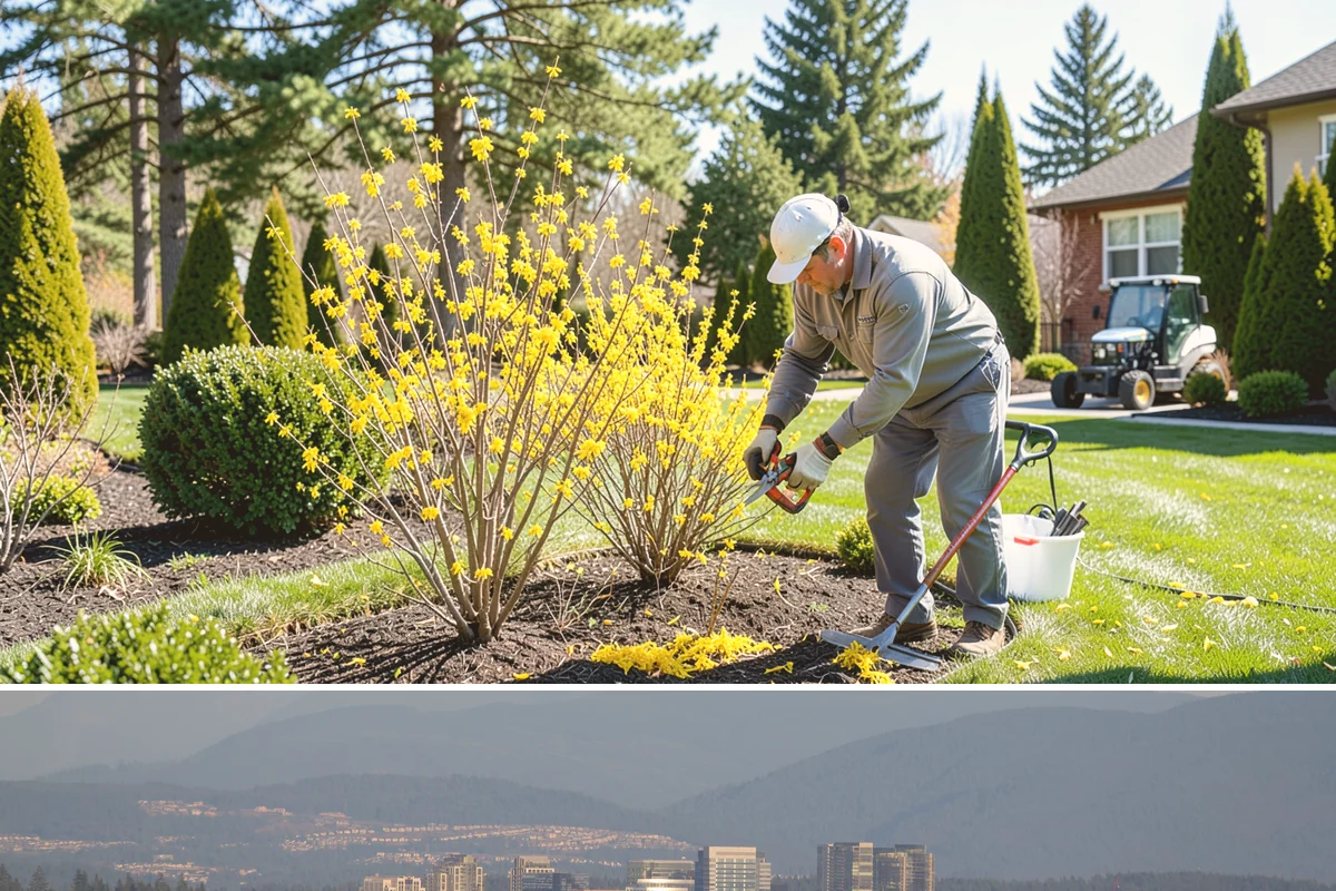 HOA Landscape Maintenance in Medina, King County, WA - Serviced year-round on an annual HOA contract, with intensive growing-season maintenance and winter attention to moss, drainage...