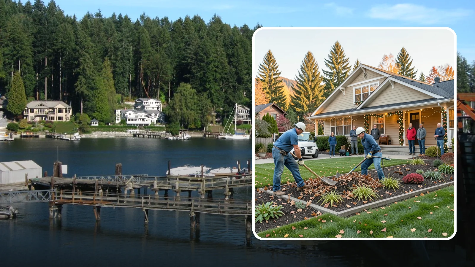 Holiday Decorating in Gig Harbor, Pierce County, WA - We design, install, and take down festive holiday lighting and displays for homes and businesses throughout the Puget Sound area.