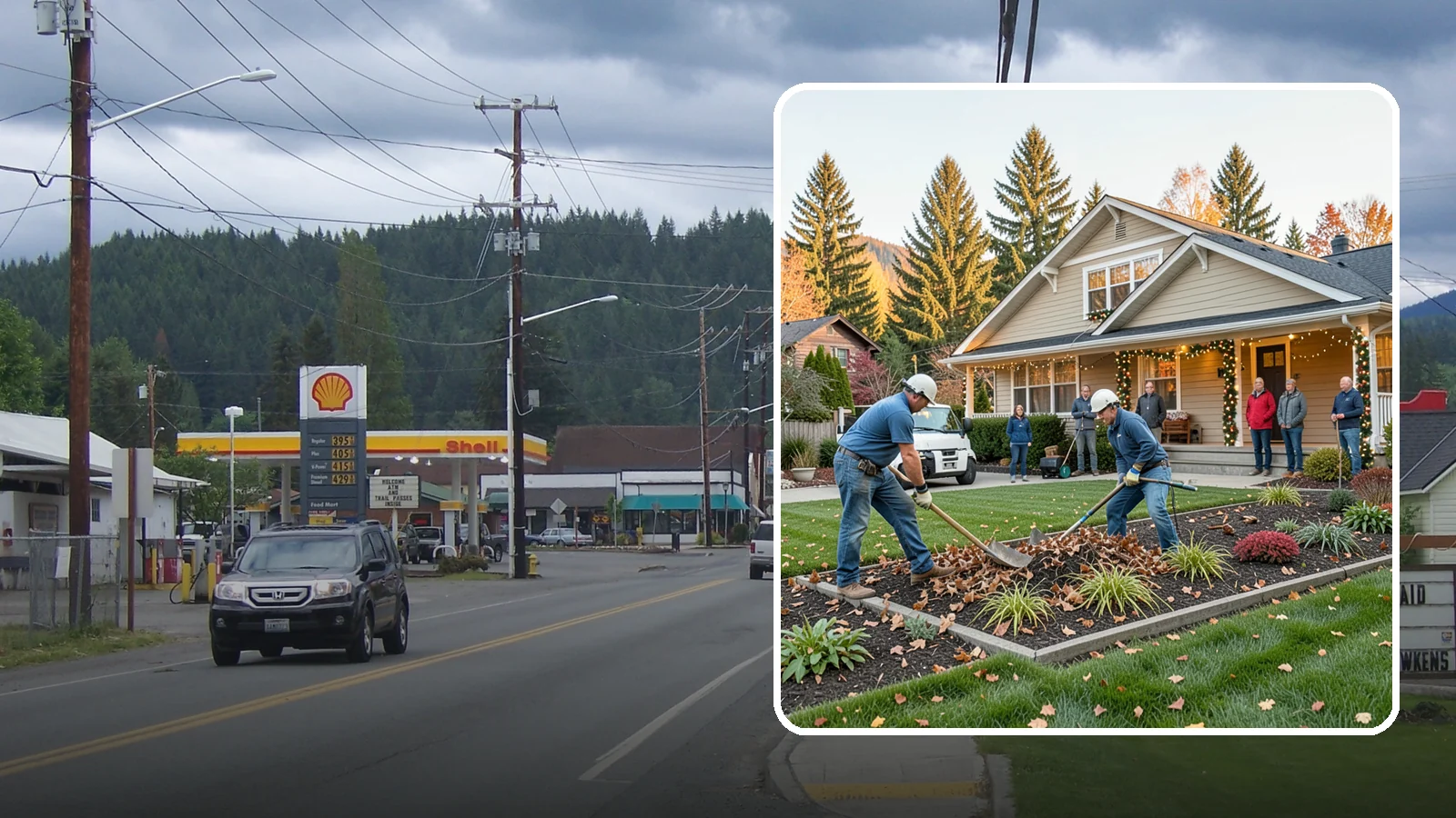 Holiday Decorating in Granite Falls, Snohomish County, WA - We design, install, and take down festive holiday lighting and displays for homes and businesses throughout the Puget Sound area.