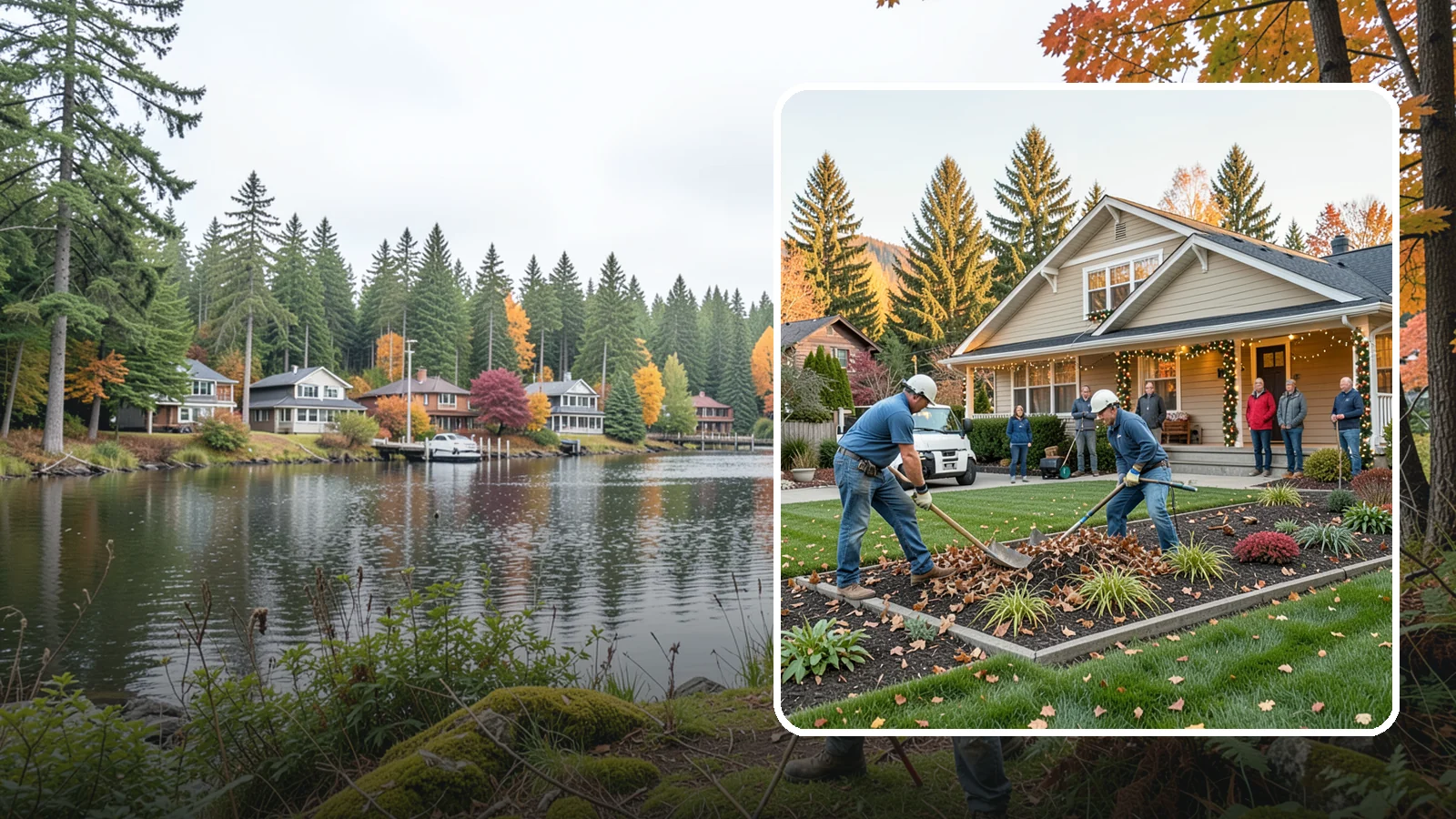 Holiday Decorating in La Conner, Skagit County, WA - We design, install, and take down festive holiday lighting and displays for homes and businesses throughout the Puget Sound area.