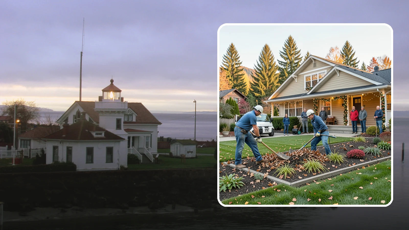 Holiday Decorating in Mukilteo, Snohomish County, WA - We design, install, and take down festive holiday lighting and displays for homes and businesses throughout the Puget Sound area.