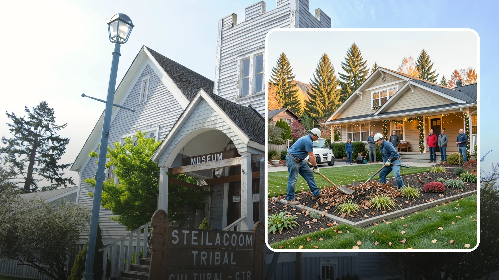 Holiday Decorating in Steilacoom, Pierce County, WA - We design, install, and take down festive holiday lighting and displays for homes and businesses throughout the Puget Sound area.