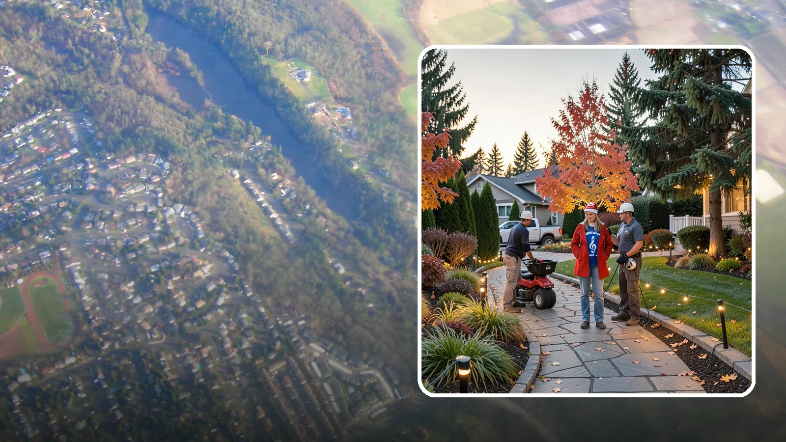 Holiday Lighting Installation in Algona, King County, WA - We design and hang professional holiday lighting that brightens the long, dark Northwest winter safely and beautifully.