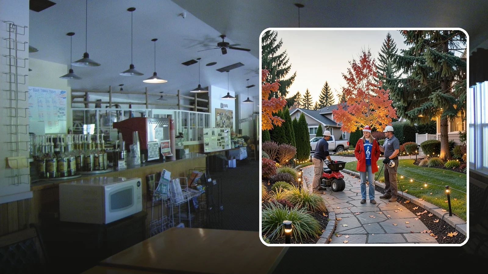 Holiday Lighting Installation in Black Diamond, King County, WA - We design and hang professional holiday lighting that brightens the long, dark Northwest winter safely and beautifully.