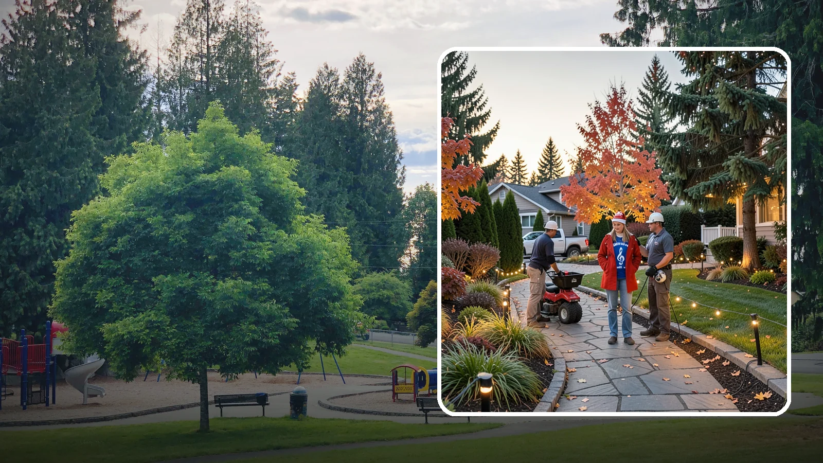 Holiday Lighting Installation in Bonney Lake, Pierce County, WA - We design and hang professional holiday lighting that brightens the long, dark Northwest winter safely and beautifully.