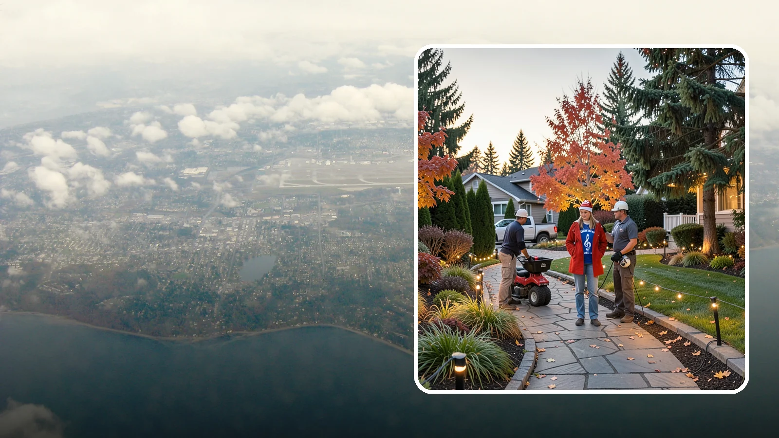Holiday Lighting Installation in Burien, King County, WA - We design and hang professional holiday lighting that brightens the long, dark Northwest winter safely and beautifully.
