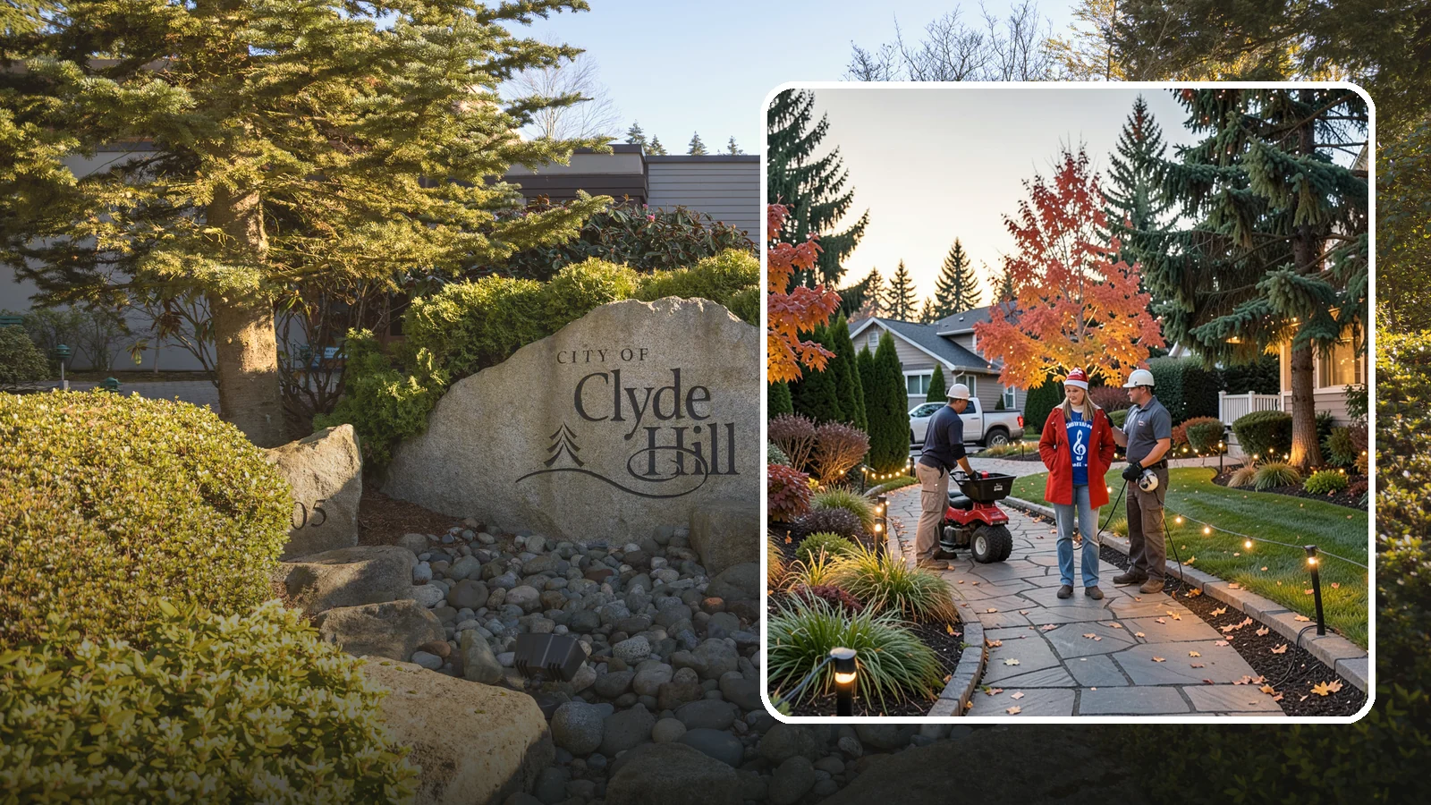 Holiday Lighting Installation in Clyde Hill, King County, WA - We design and hang professional holiday lighting that brightens the long, dark Northwest winter safely and beautifully.