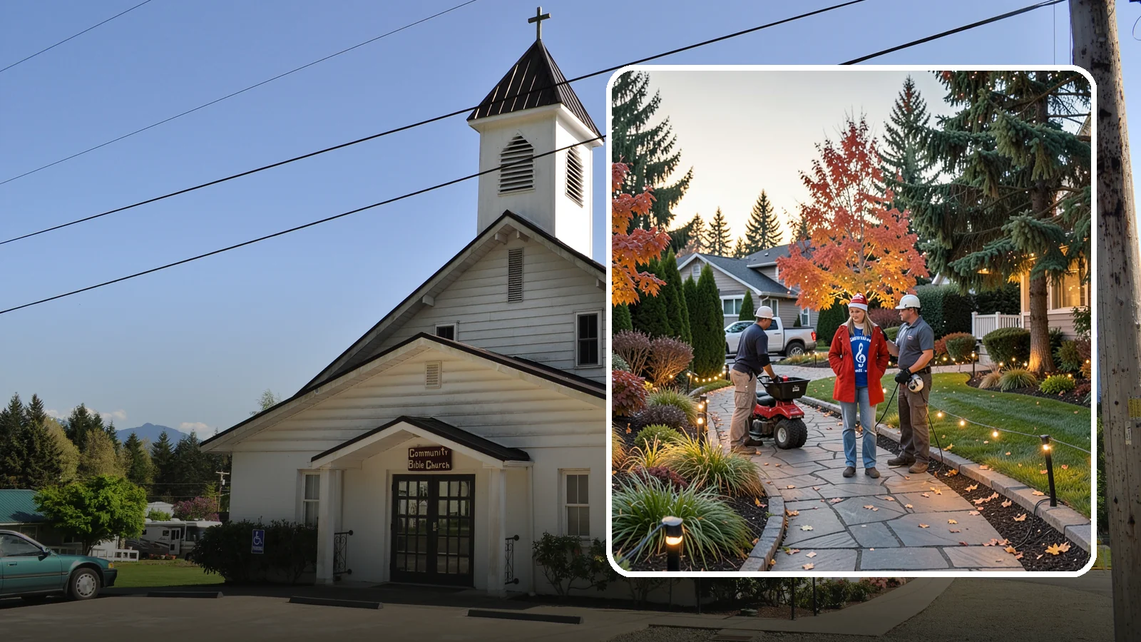 Holiday Lighting Installation in Concrete, Skagit County, WA - We design and hang professional holiday lighting that brightens the long, dark Northwest winter safely and beautifully.