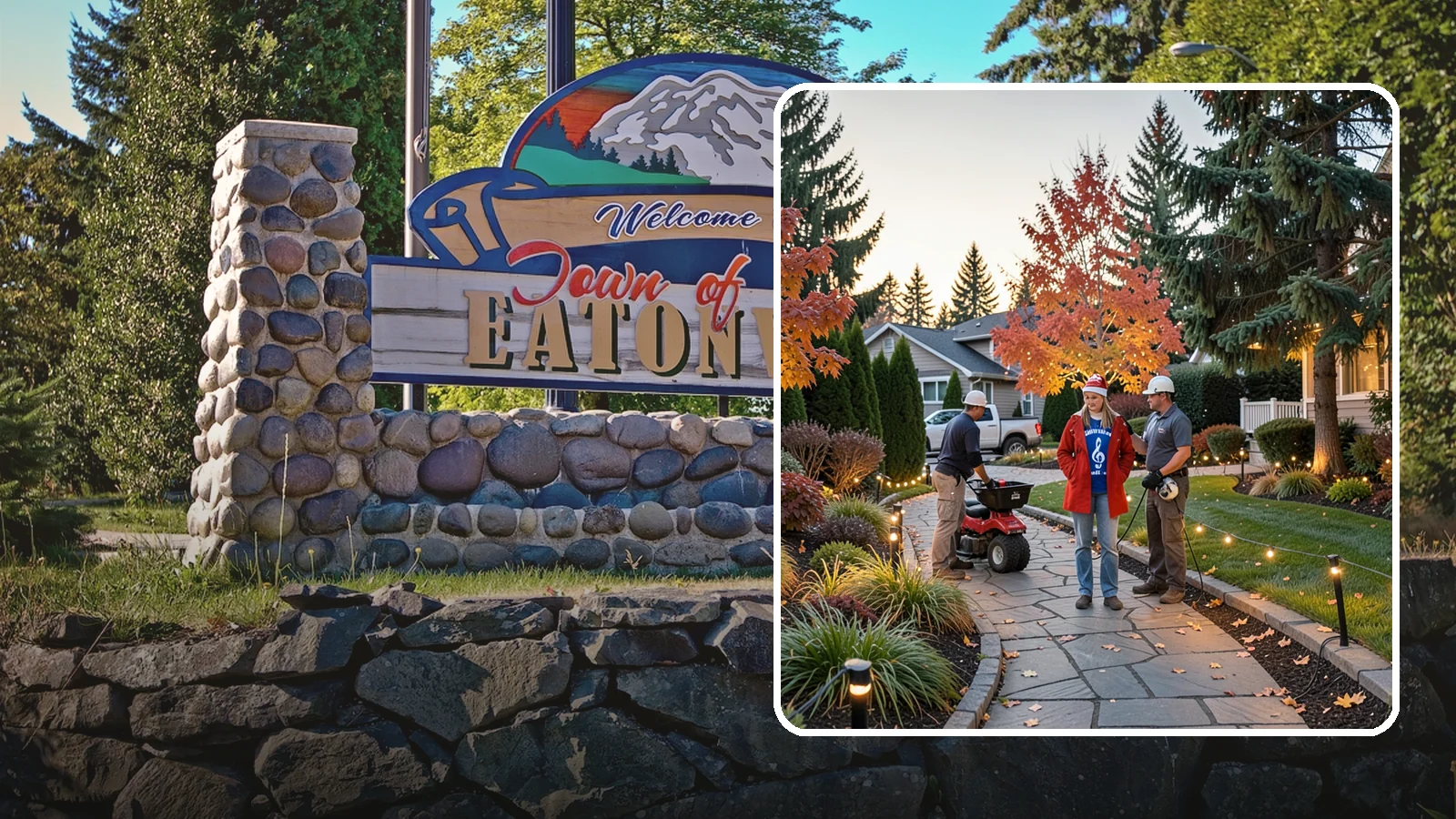 Holiday Lighting Installation in Eatonville, Pierce County, WA - We design and hang professional holiday lighting that brightens the long, dark Northwest winter safely and beautifully.