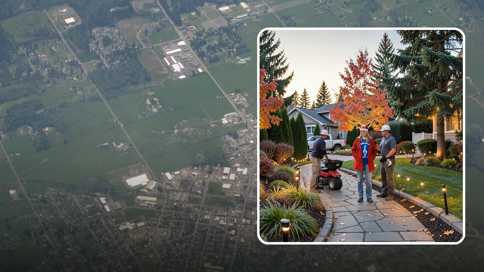 Holiday Lighting Installation in Enumclaw, King County, WA - We design and hang professional holiday lighting that brightens the long, dark Northwest winter safely and beautifully.