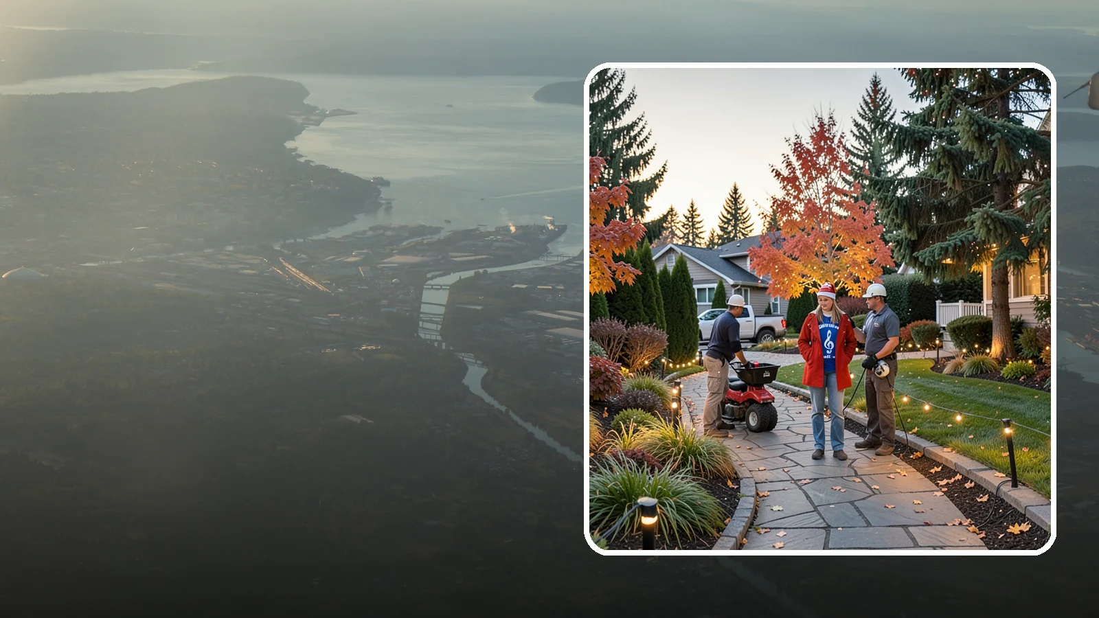 Holiday Lighting Installation in Fife, Pierce County, WA - We design and hang professional holiday lighting that brightens the long, dark Northwest winter safely and beautifully.