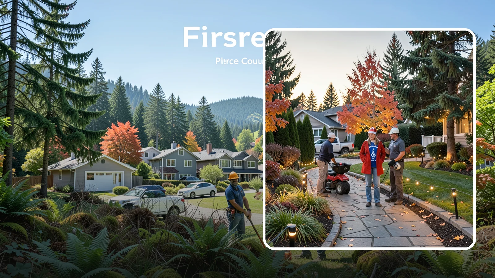 Holiday Lighting Installation in Fircrest, Pierce County, WA - We design and hang professional holiday lighting that brightens the long, dark Northwest winter safely and beautifully.