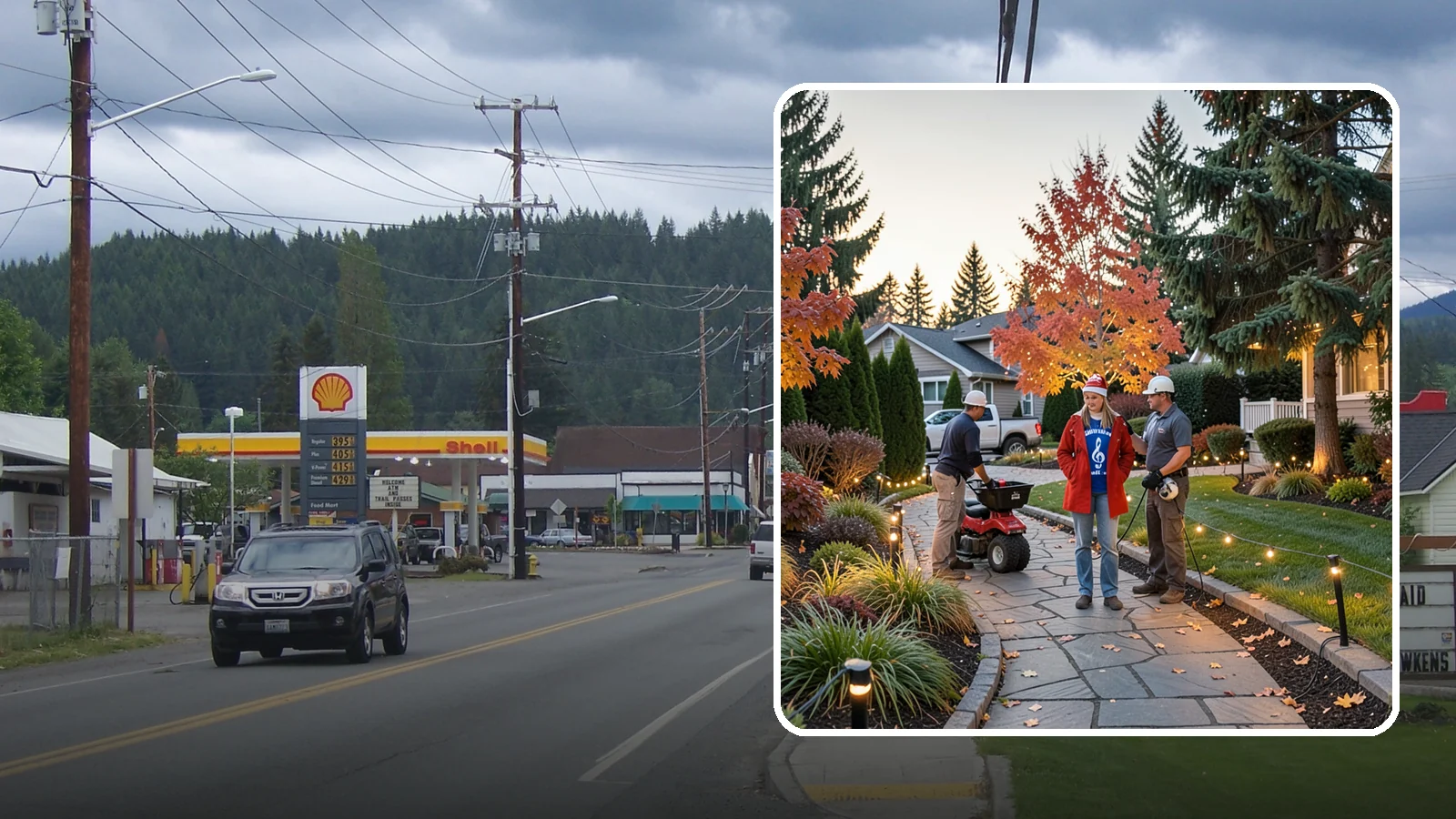 Holiday Lighting Installation in Granite Falls, Snohomish County, WA - We design and hang professional holiday lighting that brightens the long, dark Northwest winter safely and beautifully.