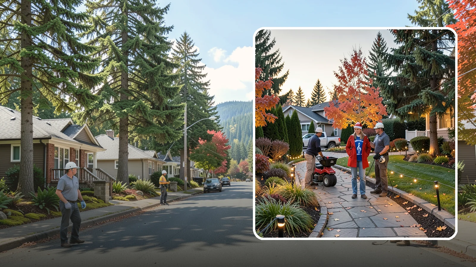 Holiday Lighting Installation in Hunts Point, King County, WA - We design and hang professional holiday lighting that brightens the long, dark Northwest winter safely and beautifully.