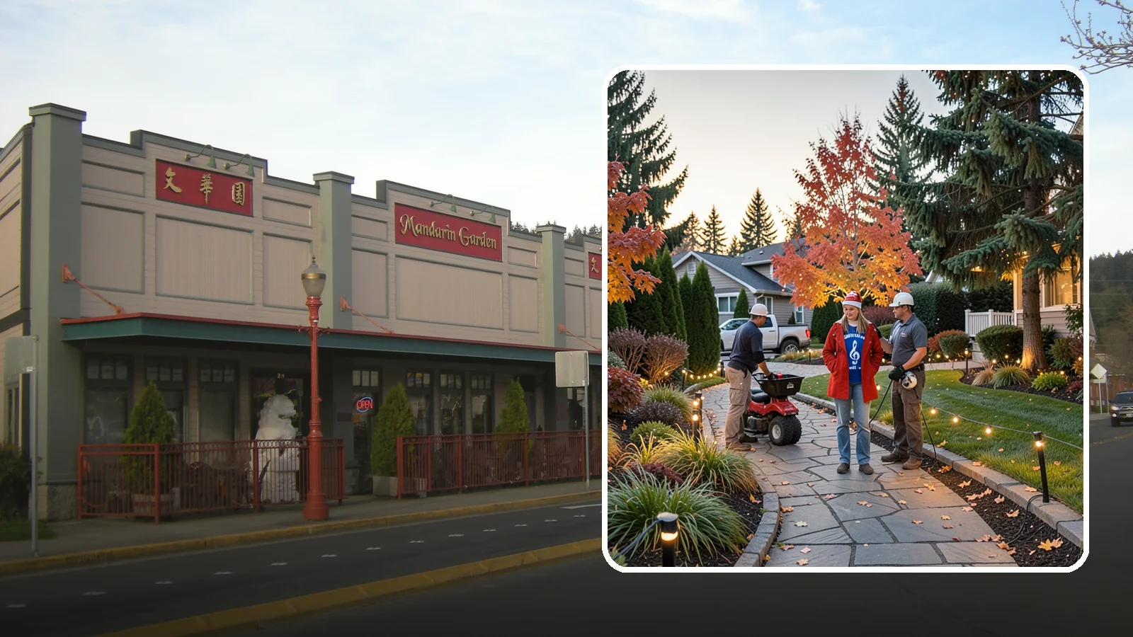 Holiday Lighting Installation in Issaquah, King County, WA - We design and hang professional holiday lighting that brightens the long, dark Northwest winter safely and beautifully.