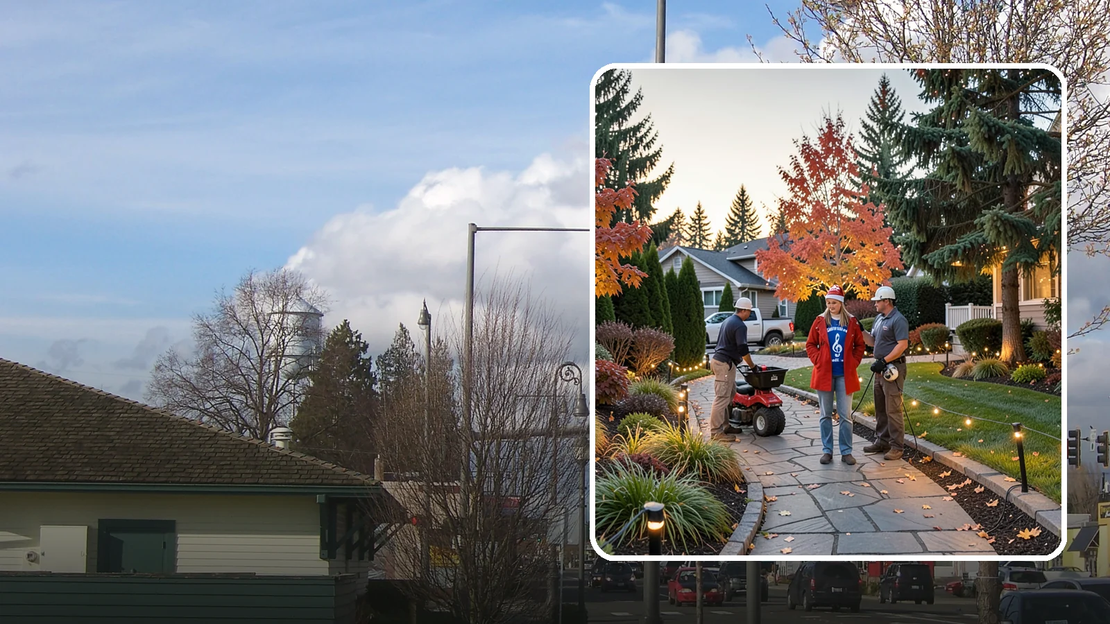 Holiday Lighting Installation in Marysville, Snohomish County, WA - We design and hang professional holiday lighting that brightens the long, dark Northwest winter safely and beautifully.