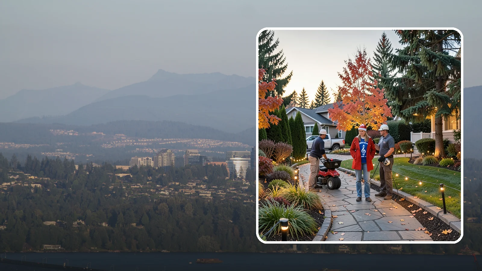 Holiday Lighting Installation in Medina, King County, WA - We design and hang professional holiday lighting that brightens the long, dark Northwest winter safely and beautifully.