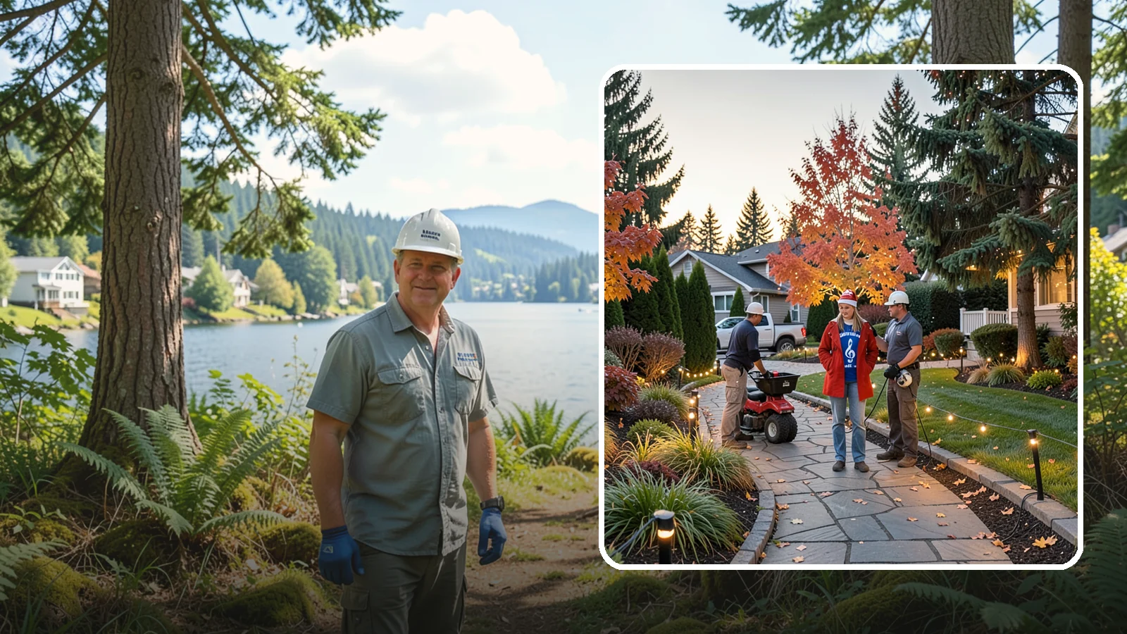 Holiday Lighting Installation in Milton, King County, WA - We design and hang professional holiday lighting that brightens the long, dark Northwest winter safely and beautifully.