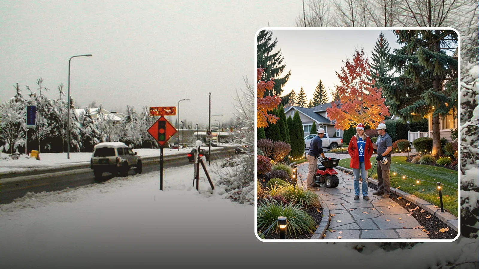 Holiday Lighting Installation in Newcastle, King County, WA - We design and hang professional holiday lighting that brightens the long, dark Northwest winter safely and beautifully.