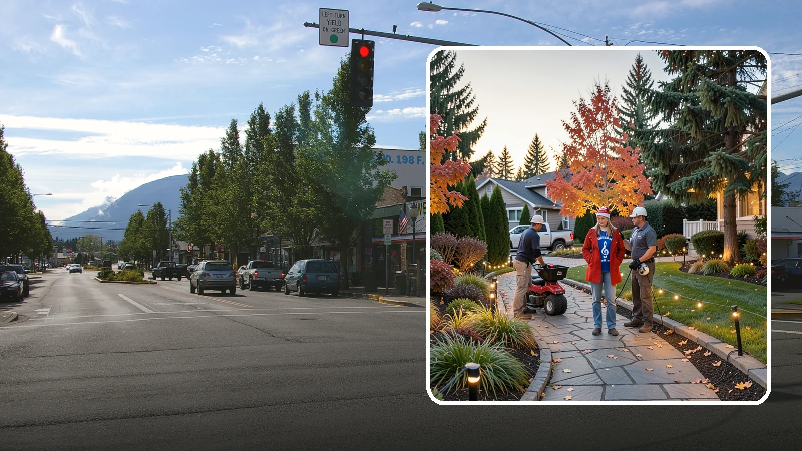 Holiday Lighting Installation in North Bend, King County, WA - We design and hang professional holiday lighting that brightens the long, dark Northwest winter safely and beautifully.