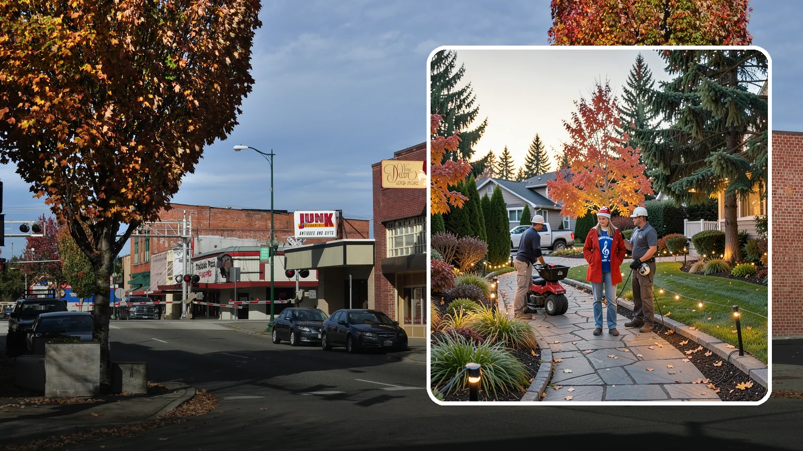 Holiday Lighting Installation in Puyallup, Pierce County, WA - We design and hang professional holiday lighting that brightens the long, dark Northwest winter safely and beautifully.