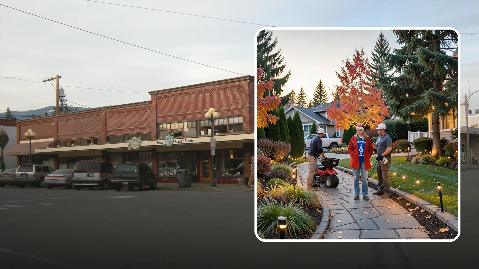 Holiday Lighting Installation in Sedro-Woolley, Skagit County, WA - We design and hang professional holiday lighting that brightens the long, dark Northwest winter safely and beautifully.