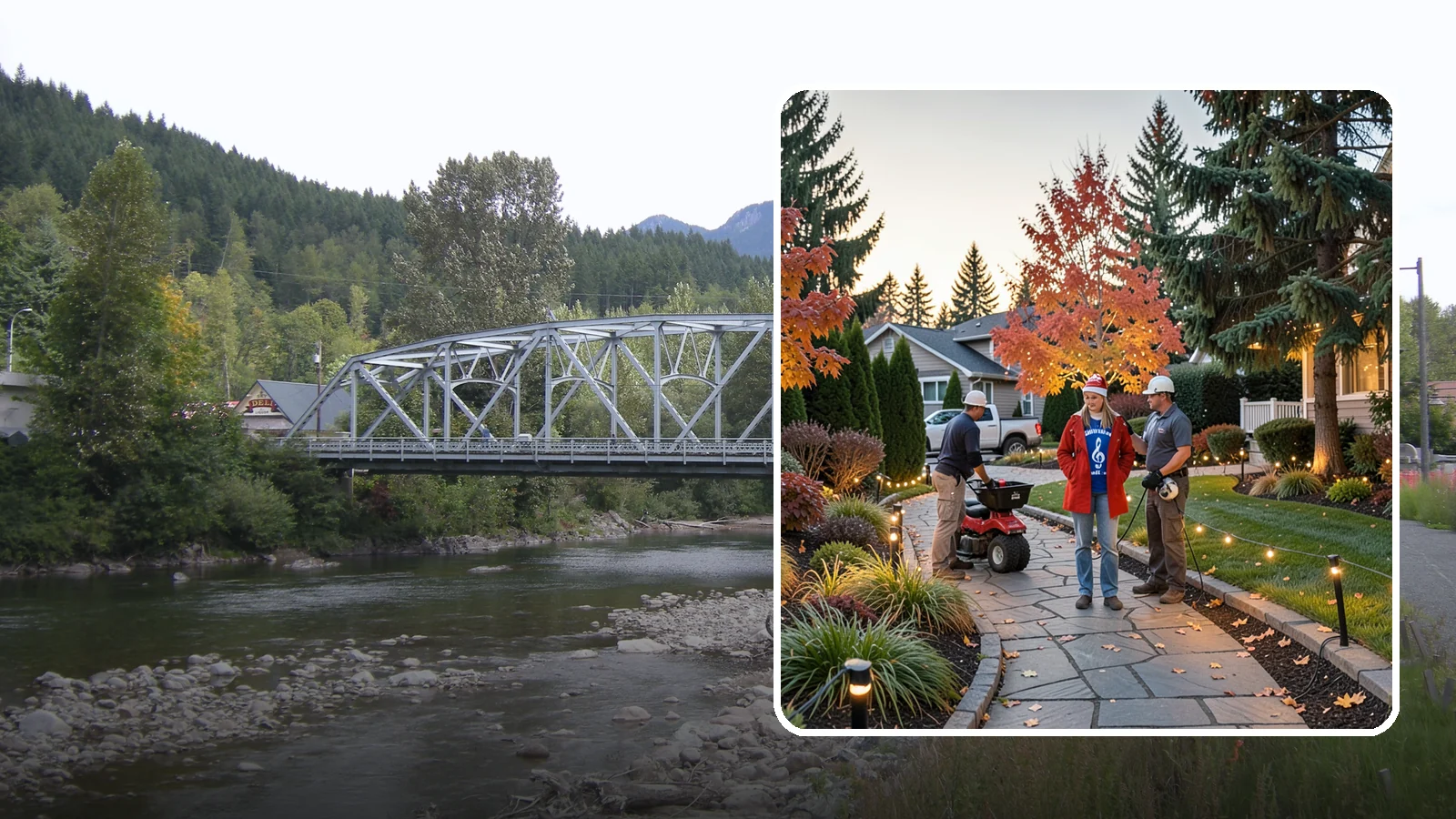 Holiday Lighting Installation in Skykomish, King County, WA - We design and hang professional holiday lighting that brightens the long, dark Northwest winter safely and beautifully.