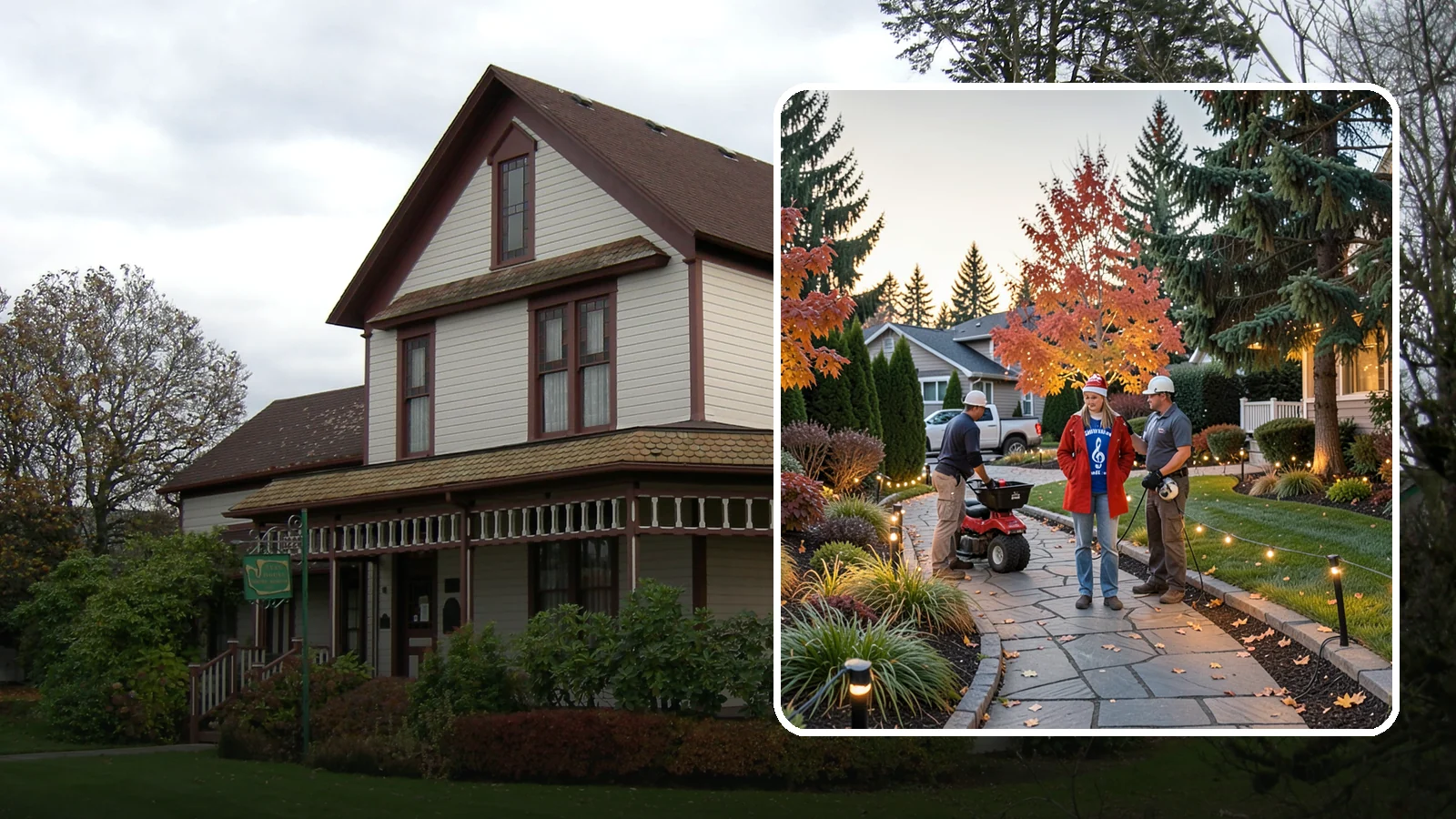 Holiday Lighting Installation in Sumner, Pierce County, WA - We design and hang professional holiday lighting that brightens the long, dark Northwest winter safely and beautifully.