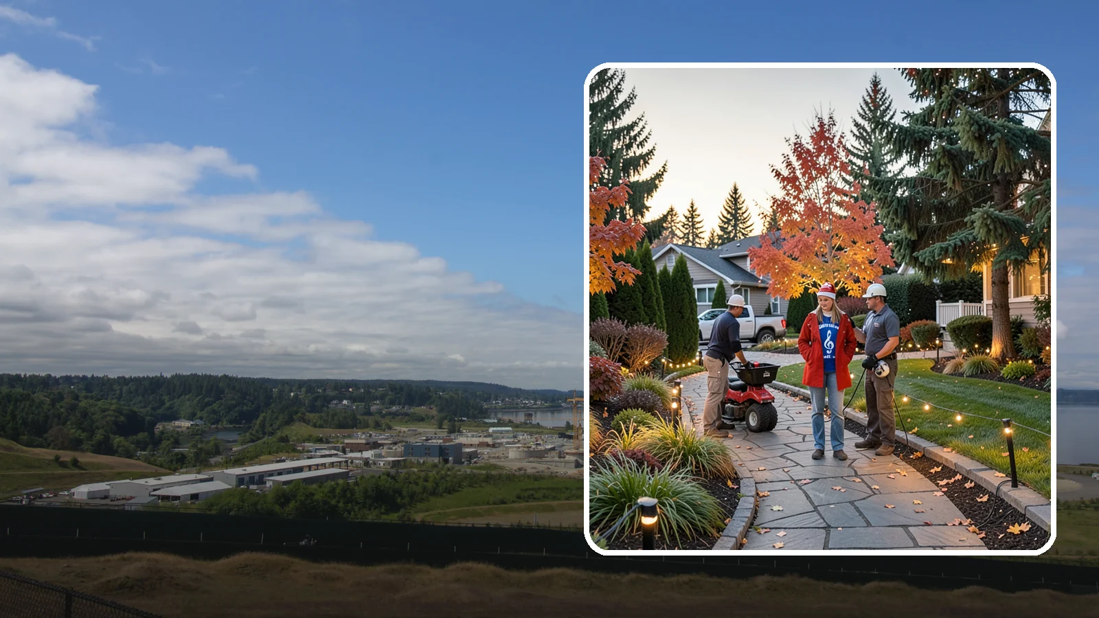 Holiday Lighting Installation in University Place, Pierce County, WA - We design and hang professional holiday lighting that brightens the long, dark Northwest winter safely and beautifully.