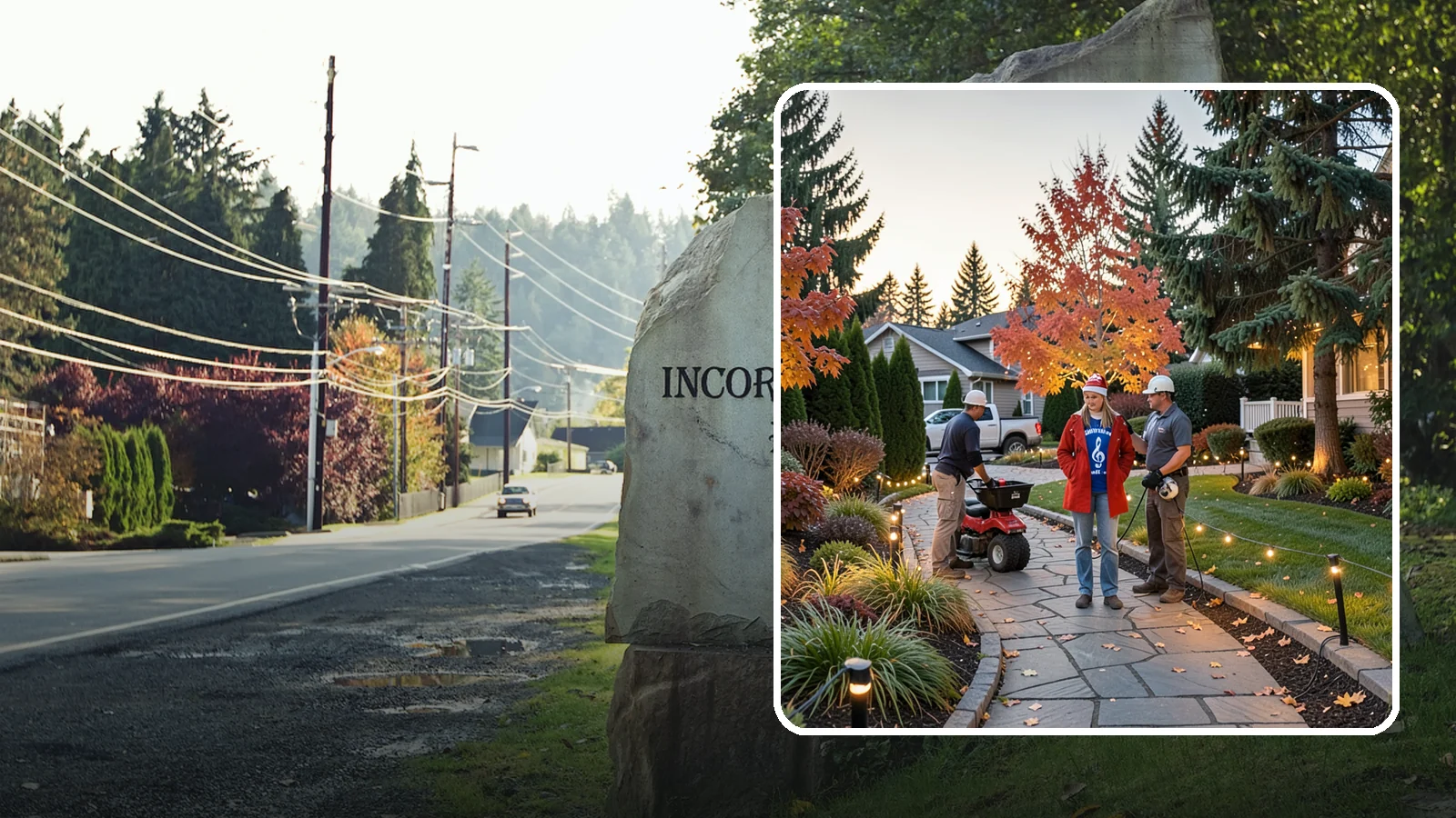 Holiday Lighting Installation in Wilkeson, Pierce County, WA - We design and hang professional holiday lighting that brightens the long, dark Northwest winter safely and beautifully.
