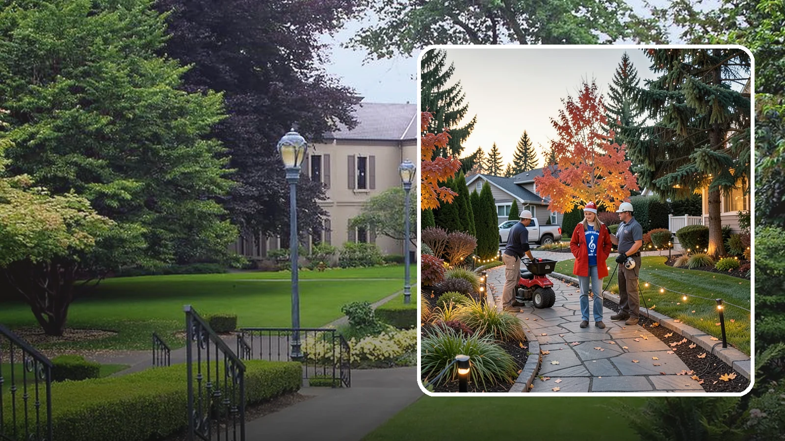 Holiday Lighting Installation in Woodinville, King County, WA - We design and hang professional holiday lighting that brightens the long, dark Northwest winter safely and beautifully.