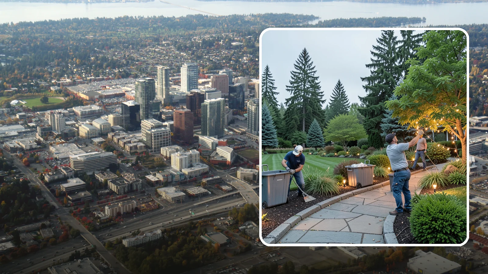 Holiday Lighting Removal in Bellevue, King County, WA - We safely take down, sort, and store your holiday lighting once the season ends.
