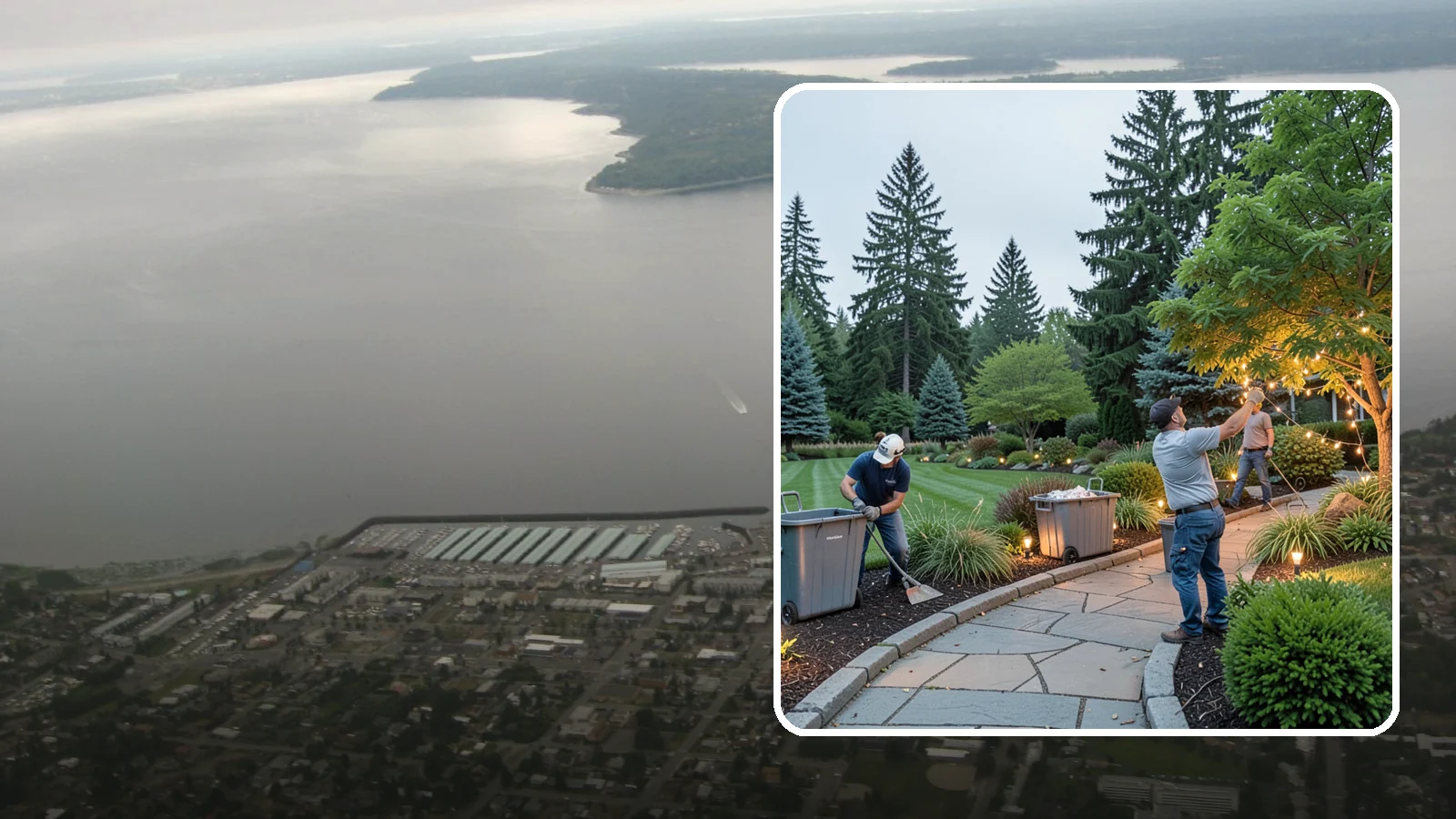 Holiday Lighting Removal in Des Moines, King County, WA - We safely take down, sort, and store your holiday lighting once the season ends.