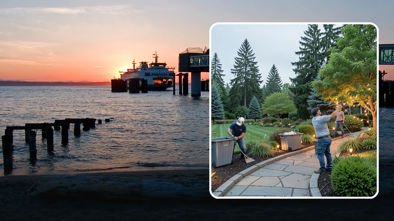 Holiday Lighting Removal in Edmonds, Snohomish County, WA - We safely take down, sort, and store your holiday lighting once the season ends.