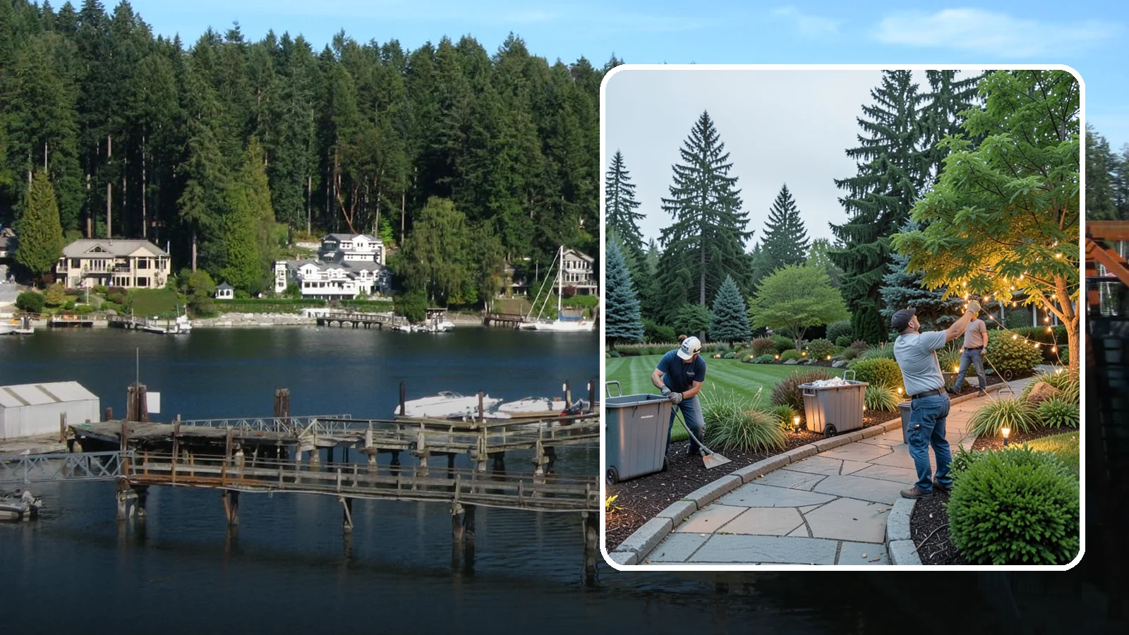 Holiday Lighting Removal in Gig Harbor, Pierce County, WA - We safely take down, sort, and store your holiday lighting once the season ends.