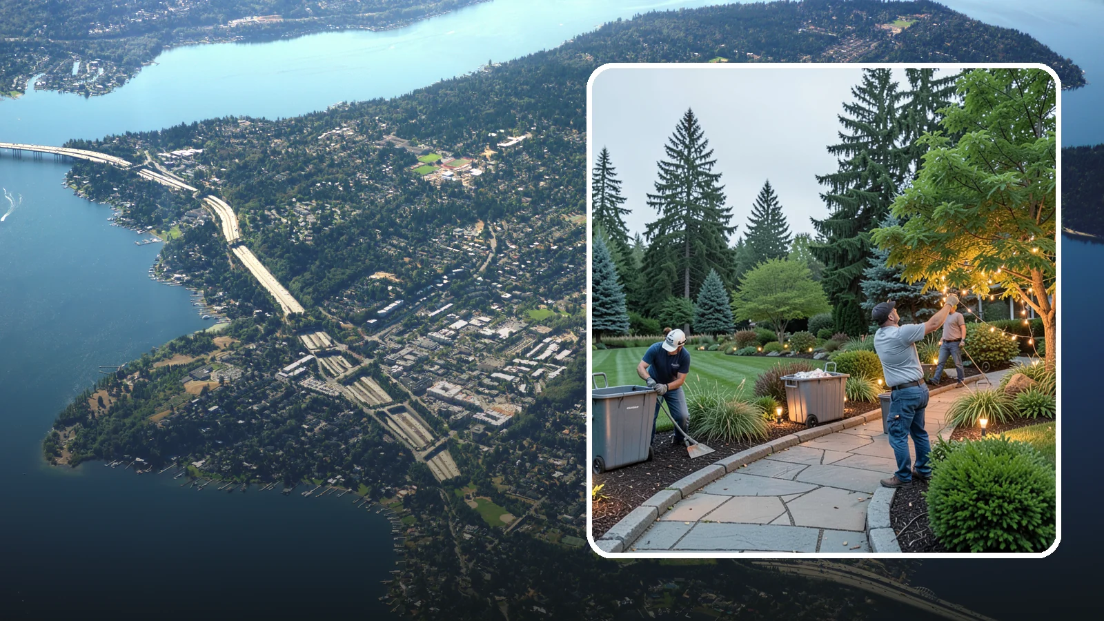 Holiday Lighting Removal in Mercer Island, King County, WA - We safely take down, sort, and store your holiday lighting once the season ends.