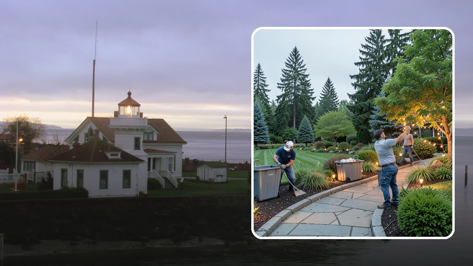 Holiday Lighting Removal in Mukilteo, Snohomish County, WA - We safely take down, sort, and store your holiday lighting once the season ends.