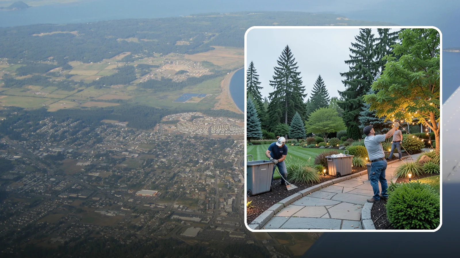 Holiday Lighting Removal in Oak Harbor, Island County, WA - We safely take down, sort, and store your holiday lighting once the season ends.