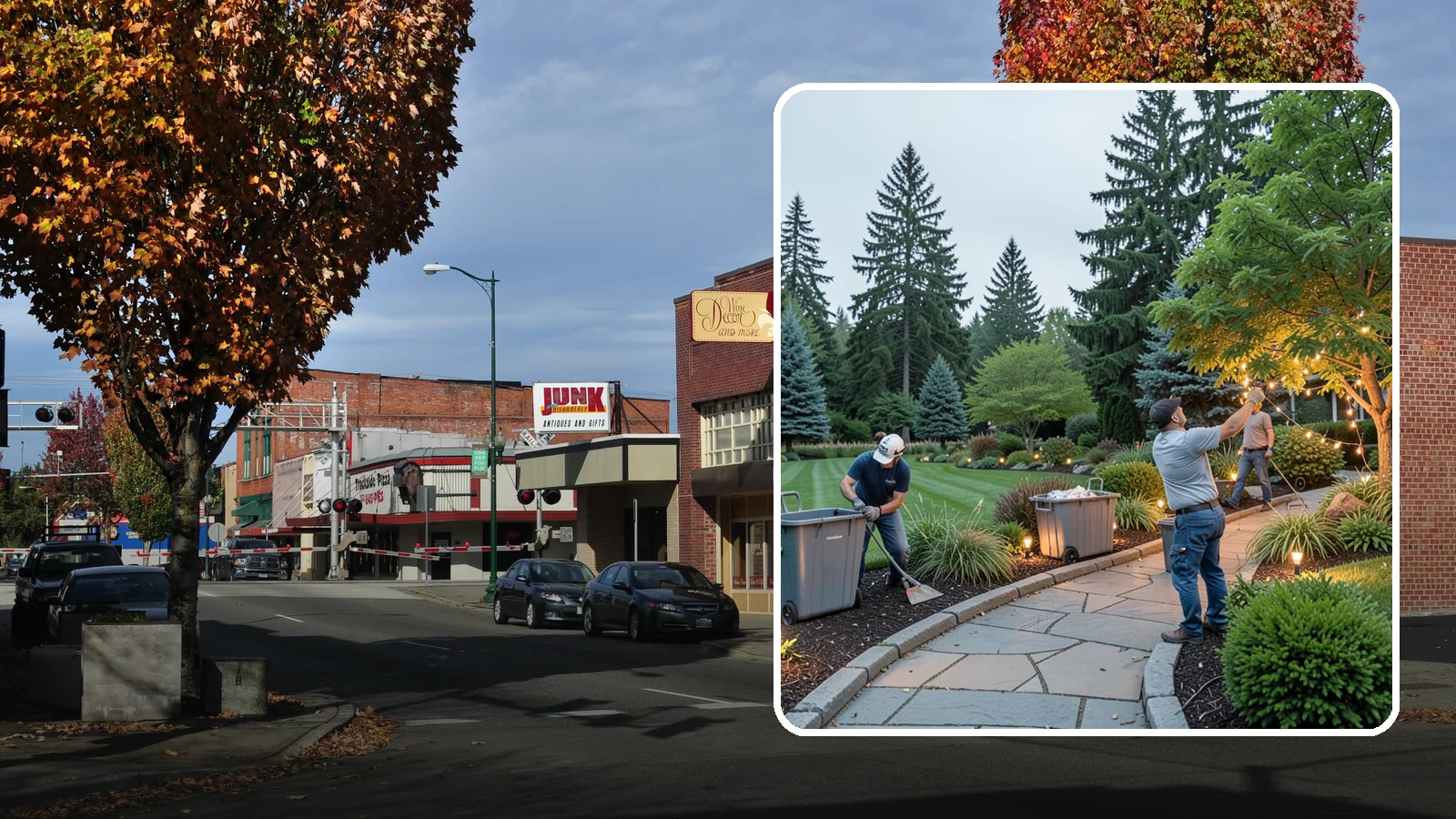 Holiday Lighting Removal in Puyallup, Pierce County, WA - We safely take down, sort, and store your holiday lighting once the season ends.