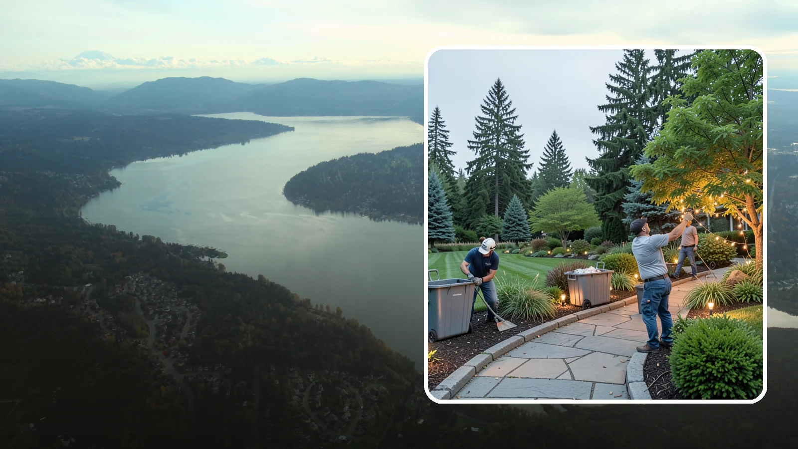 Holiday Lighting Removal in Sammamish, King County, WA - We safely take down, sort, and store your holiday lighting once the season ends.