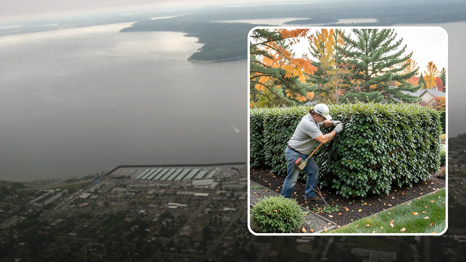 Holly Hedge Trimming in Des Moines, King County, WA - Careful holly hedge trimming that shapes this dense, spiny evergreen into a secure, formal screen with glossy year-round foliage.
