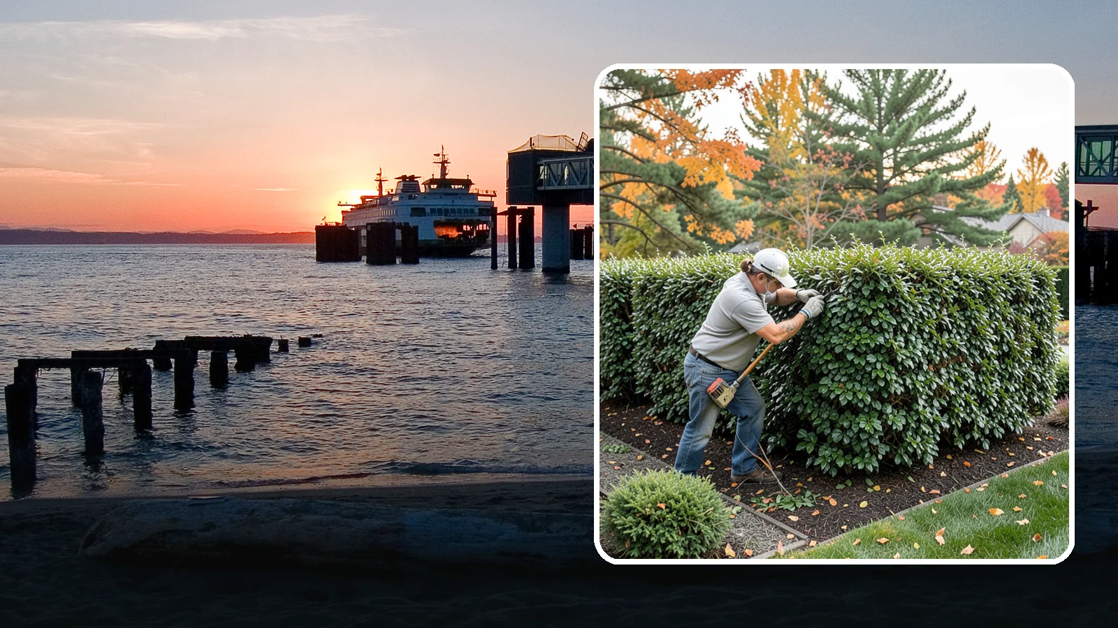 Holly Hedge Trimming in Edmonds, Snohomish County, WA - Careful holly hedge trimming that shapes this dense, spiny evergreen into a secure, formal screen with glossy year-round foliage.