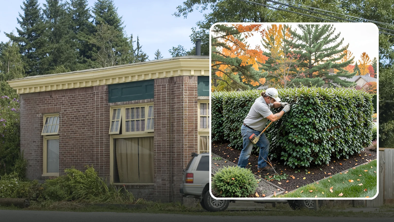 Holly Hedge Trimming in Hamilton, Skagit County, WA - Careful holly hedge trimming that shapes this dense, spiny evergreen into a secure, formal screen with glossy year-round foliage.
