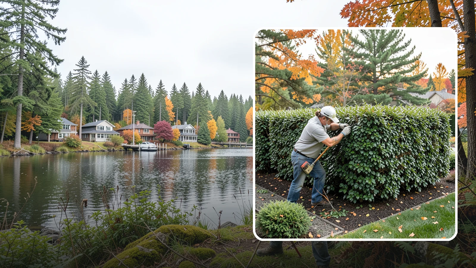 Holly Hedge Trimming in La Conner, Skagit County, WA - Careful holly hedge trimming that shapes this dense, spiny evergreen into a secure, formal screen with glossy year-round foliage.