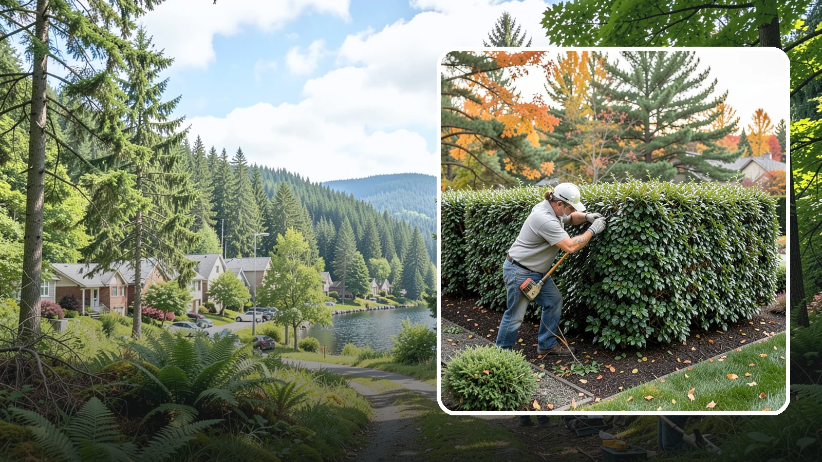 Holly Hedge Trimming in Lake Forest Park, King County, WA - Careful holly hedge trimming that shapes this dense, spiny evergreen into a secure, formal screen with glossy year-round foliage.