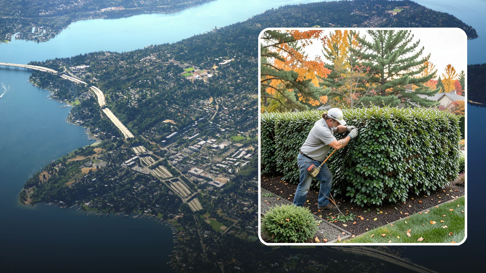 Holly Hedge Trimming in Mercer Island, King County, WA - Careful holly hedge trimming that shapes this dense, spiny evergreen into a secure, formal screen with glossy year-round foliage.